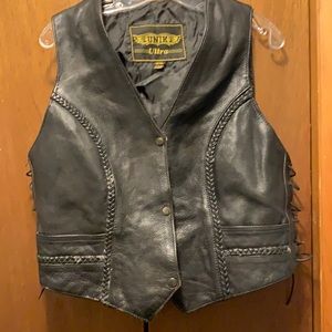 Used Women’s Leather Biker snap up vest.